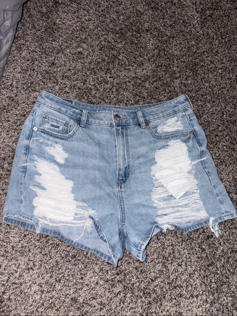 Light Blue Distressed Denim Shorts - Women's Casual Summer